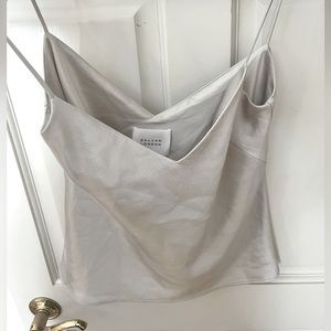 Galvan London Silver Satin Camisole V-Neck V-Back - 4